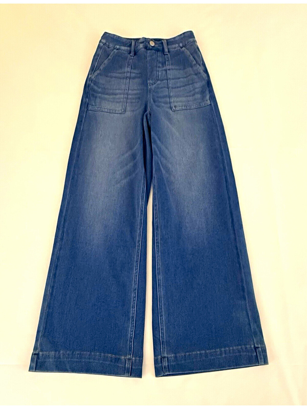 Halara Flex Pull On Wide Leg Denim Pants Blue XS NWT